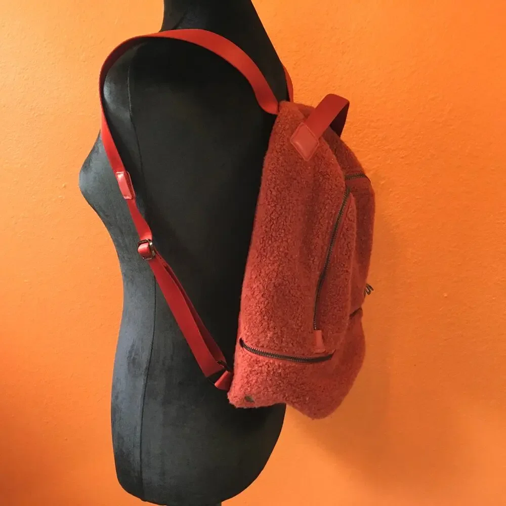 Lululemon City Adventurer Mini Sherpa Backpack Magma Burnt Orange 10L Fleece EUC